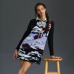 Anthropologie Maeve Scenic Mini Sweater Dress Worn once